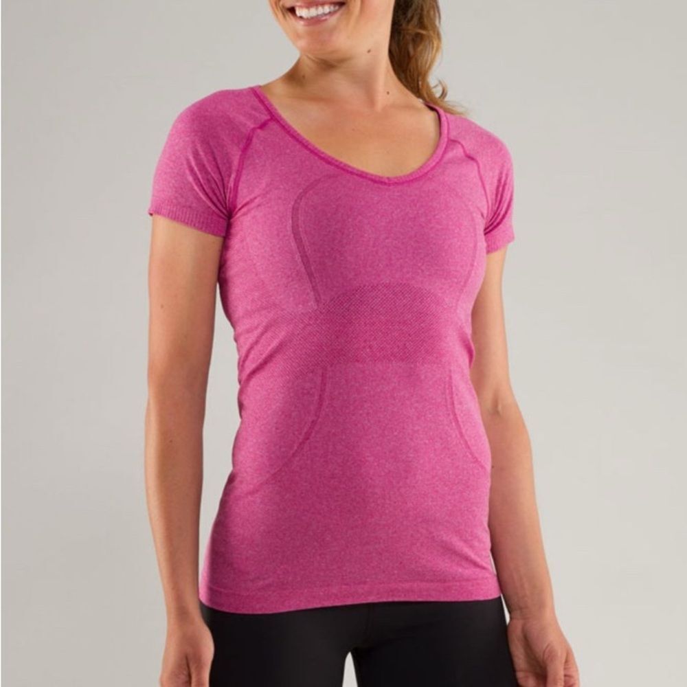 Lululemon Swiftly Tech V Neck Athletic Top Raspberry Pink